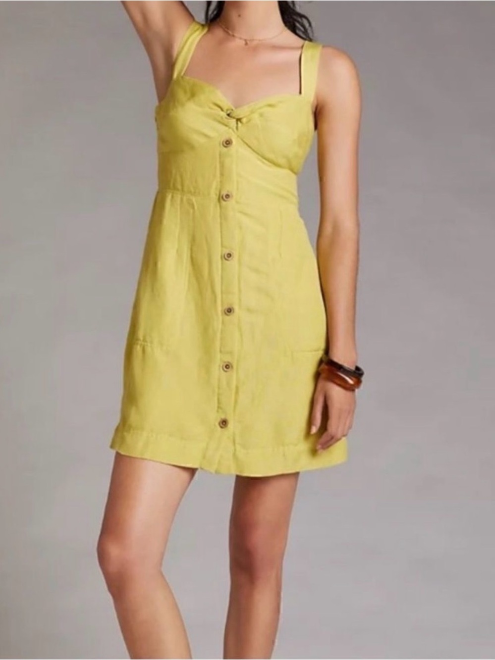 Maeve by Anthropologie linen blend dress in Lime size L